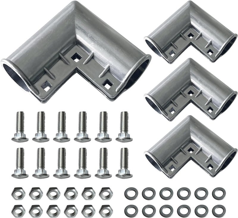 VIVIDA Chain Link Fence Gate Corner 1-3/8" x 1-3/8", Aluminum 90 Degree Gate Elbow, 1-3/8" Chain Link Fence Fittings, 4 Pack - Image 1